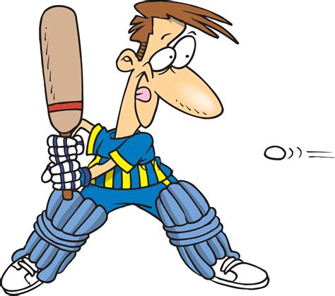 Fun Clipart Having Fun - Man Playing Cricket Cartoon - Png Download ...