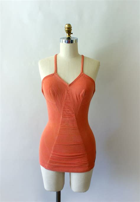 Vintage 1940s JANTZEN bathing suit - 40s stretch coral swimsuit - from sweetbeefinds | Coral ...