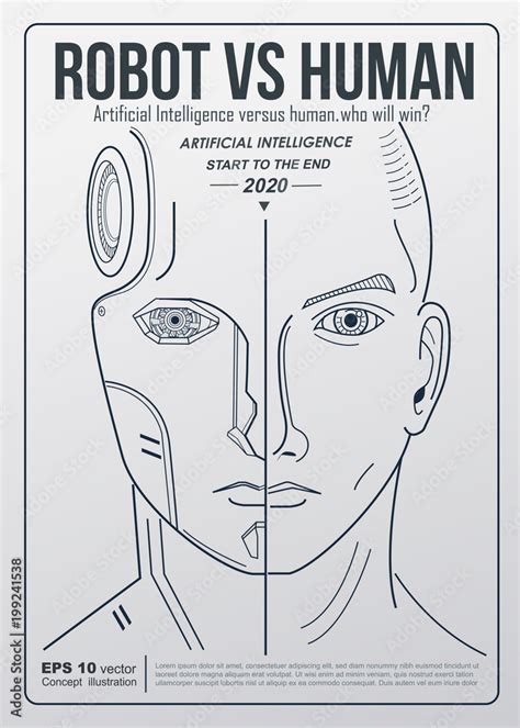 Robot vs human. AI artificial intelligence and human intelligence ...