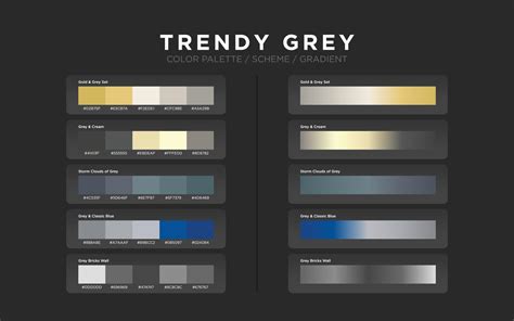 Grey color palettes, color schemes, color gradients. Set of modern web ...