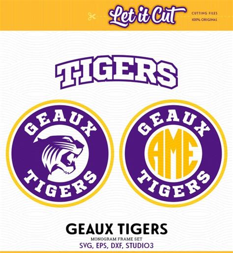 Geaux Tigers Monogram Frame SVG EPS DXF Studio3 Louisiana