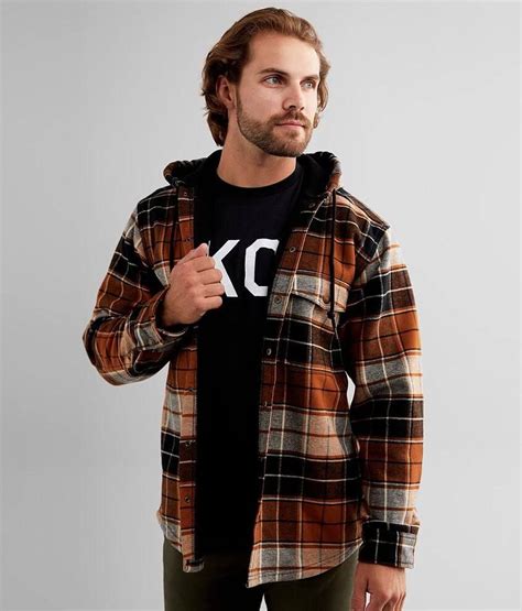 Wolverine Bucksaw Flannel Hooded Shacket - Men's | Mens flannel jacket, Mens outfits, Hooded flannel