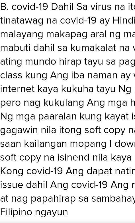 Isyung Panlipunan sa kasalukuyan COVID-19 HORIS SPAGGAWA - Brainly.ph