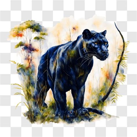 Download Conserving Wildlife: Black Panther in Natural Habitat PNG ...