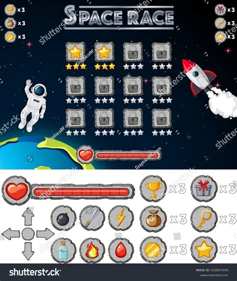 Space Game Background Template Elements Illustration Stock Vector (Royalty Free) 2220875439 ...