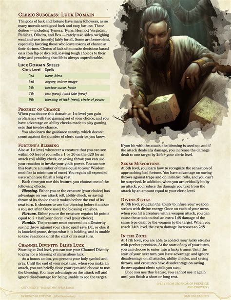 The Luck Domain (Cleric) and Spells — DND Unleashed: A Homebrew Expansion for 5th Edition ...