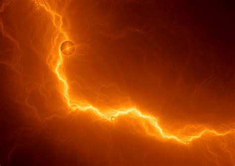 Orange Lightning Abstract Plasma Background Stock Photo - Download Image Now - iStock