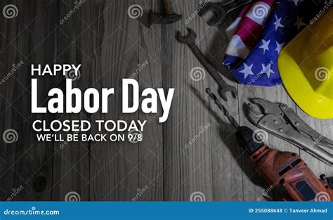 Happy Labor Day we are Closed Today Banner with Hardware Tools and USA ...