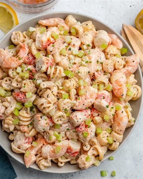 Healthy Creamy Shrimp Pasta Salad | Healthy Fitness Meals