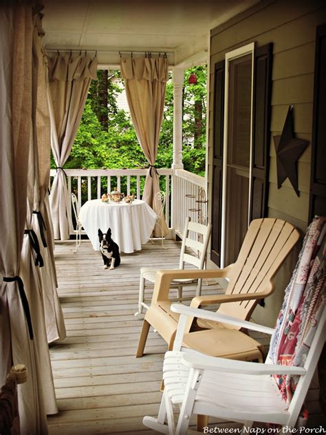 Drop Cloth Curtains for a Porch Add Privacy and Sun Control