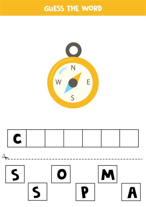 Spelling game for kids. Navigation compass. 8324223 Vector Art at Vecteezy