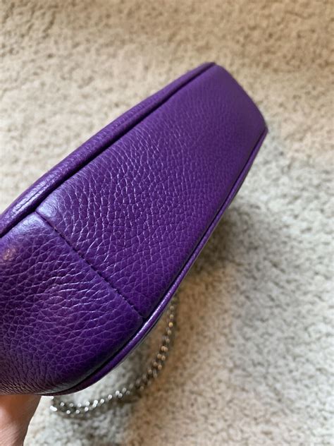 Coach purple Small Pebbled Leather Chain Pouchette - Gem