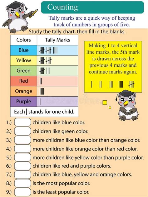 Mathematic Counting Tally Chart Stock Vector - Illustration of drawn, colorful: 43971853