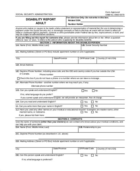 FREE 6+ Sample Social Security Disability Forms in PDF