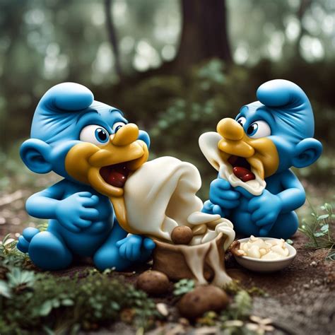 smurfs eating a baby - AI Generated Artwork - NightCafe Creator