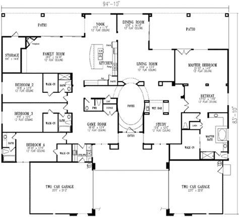 House Plan - 4 Beds 4.50 Baths 4655 Sq/Ft Plan #1-922 Floor Plan - Main ...