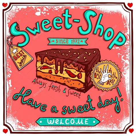 Sweetshop vintage candy poster — Stock Vector © macrovector #64857537