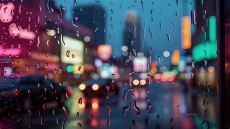 Download wallpaper 1920x1080 raindrops on glass, rain, night of city, bokeh, full hd, hdtv, fhd ...