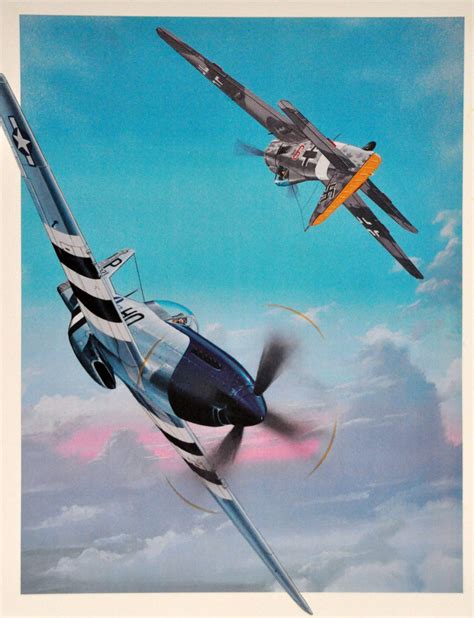 P-51 Mustang making headon pass with FW-190, Normandy invasion, 1944 Aircraft Art, Wwii Aircraft ...