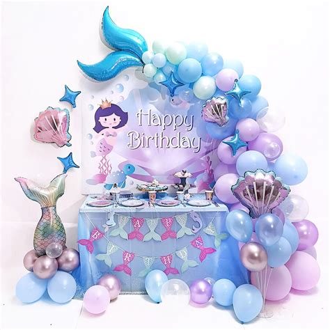 Mermaid Tail Set Balloon Little Mermaid Birthday Party Decor Under the Sea Girl 1st Mermaid ...