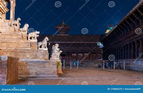 Bhaktapur Durbar Square at Night. Bhaktapur Durbar Square is Placed ...