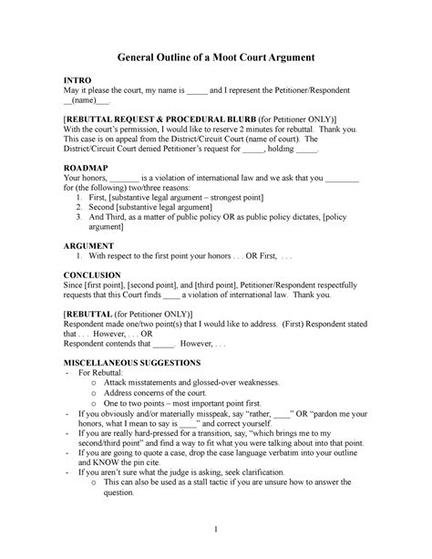 Outline of a Moot Court Argument - General Outline of a Moot Court ...