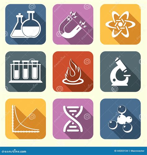 Physics science icons flat stock vector. Illustration of diagram - 44203134