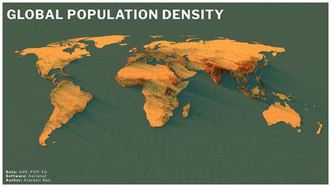 Cartographie numérique: Les cartes de pics de densités de population d'Alasdair Rae