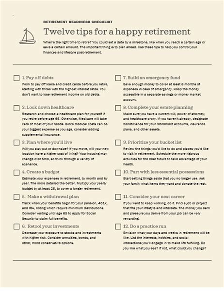 Retirement Planning Checklist Template ~ MS Excel Templates