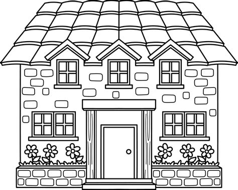 House Building Isolated Coloring Page for Kids 21964662 Vector Art at Vecteezy