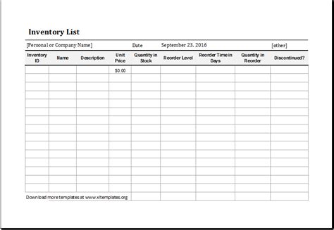 15 Inventory List Template Free Printable Word Pdf Excel - Vrogue