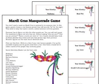 Printable Mardi Gras Games