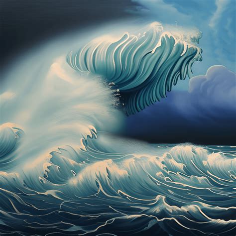 Huge Waves of an Ocean Storm Painting · Creative Fabrica