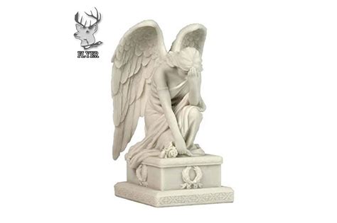 Stone Carving Weeping Angel Statue Natural Marble Cemetery Crying Angel ...