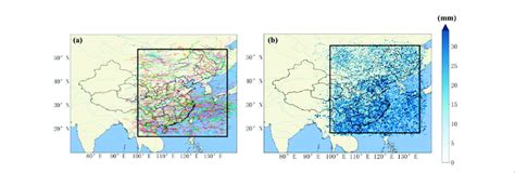 Object of study: (A) the trajectory of convective clouds studied; (B ...