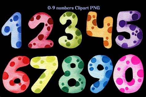 Set of numbers 0-9 Clipart PNG By Elenazlata_Art | TheHungryJPEG