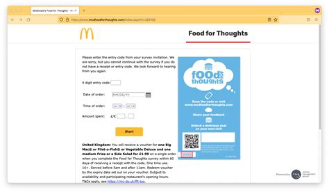 Mcdfoodforthoughts.com - Free Meal McDonald's Food Survey