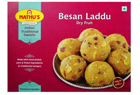 NATHU SWEETS Nathus Besan Ladoo Dry Fruit Desi Ghee 500 Grams ...