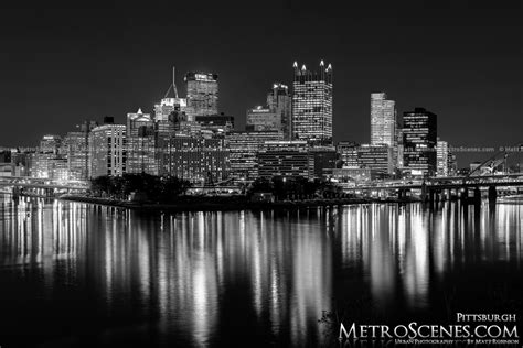 Pittsburgh Skyline Black and White Light up night - MetroScenes.com ...