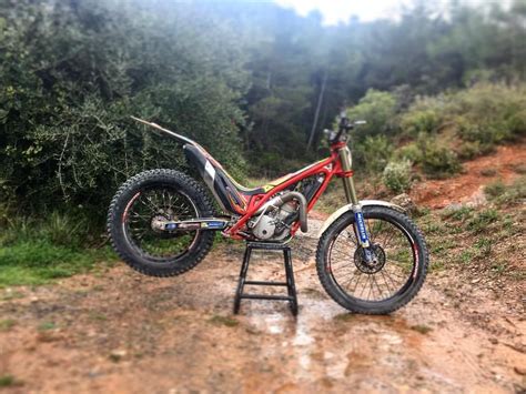 a dirt bike parked on the side of a road