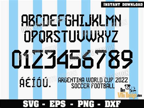 Argentina Jersey Font Qatar 2022 SVG File for Cricut Silhouette Download