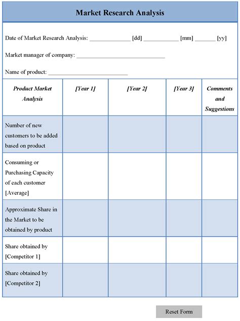 Market research analysis template | Editable Forms