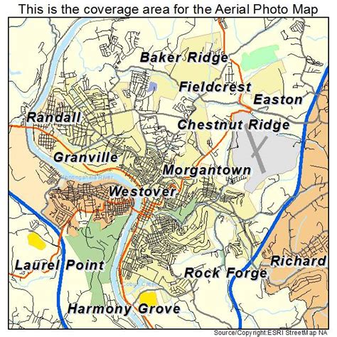 Aerial Photography Map of Morgantown, WV West Virginia