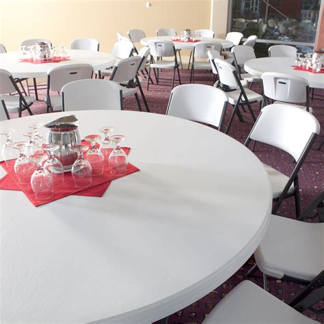 Lifetime Round Folding Table, 72" Plastic, White Granite - 2673