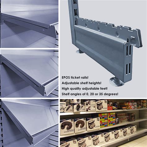 Silver Retail Wall Shelving - 665mm Wide With 4 Mixed Shelves | Uni-Shop - Slatwall Panels ...