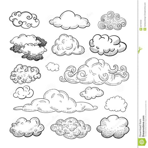 Doodle Collection of Hand Drawn Vector Clouds. | Doodle drawings, Cloud ...