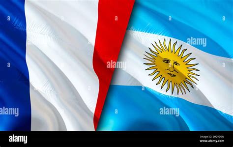 France and Argentina flags. 3D Waving flag design. France Argentina ...