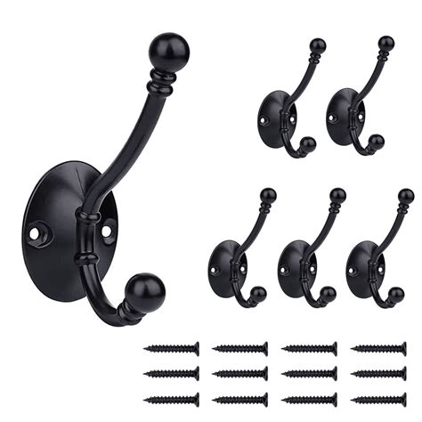 YIHATA 6PCS Coat Hooks,Wall-Mounted Heavy Duty Double Hooks, Coat ...