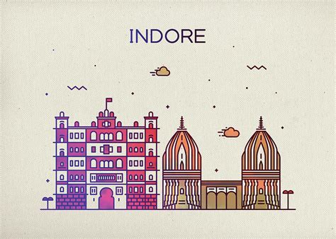 Indore India City Skyline Fun Whimsical Series Wide Mixed Media by Design Turnpike | Fine Art ...