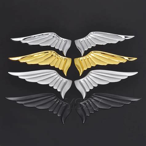 1 Pair Angel Wings Car Stickers Auto Badge Emblem Decal For BMW Audi Lexus Ford Volkswagen ...